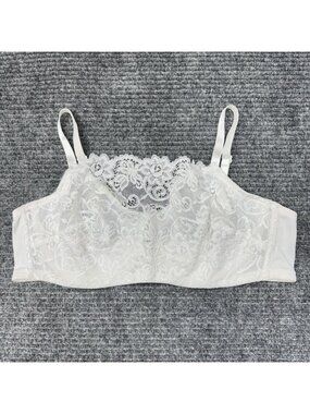 Olga Bra 40C Pretty Lace Cami Underwire Unlined White Floral Overlay 35263